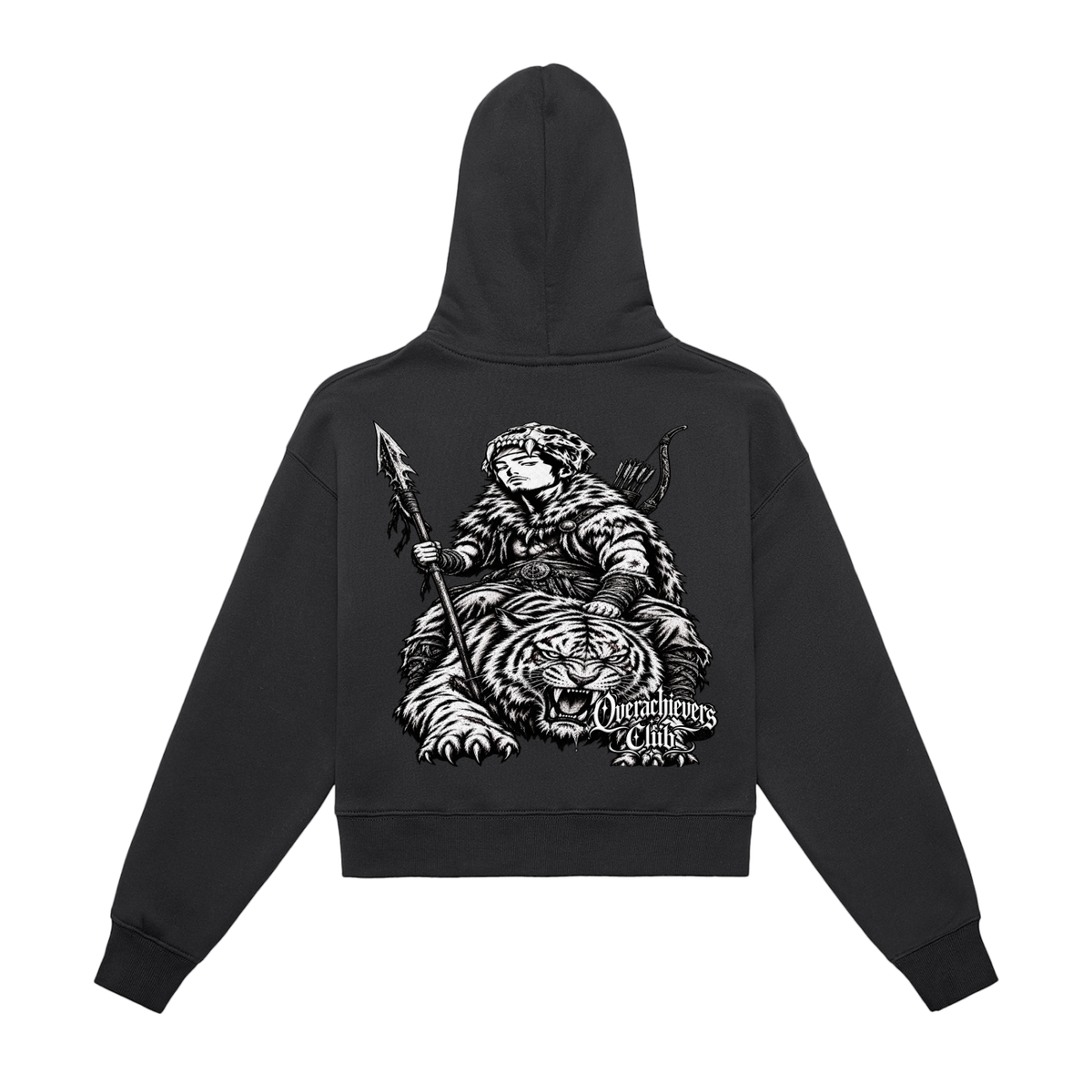 Overachievers Club' Fleeced Zip-Up Cropped Hoodie
