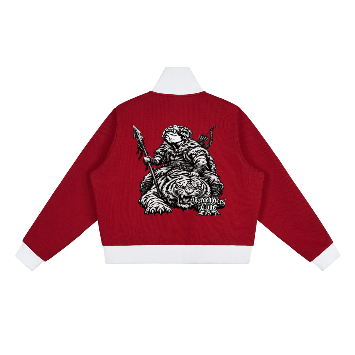 Overachievers Club' Contrast Side Stripe Fleece Cropped Track Jacket