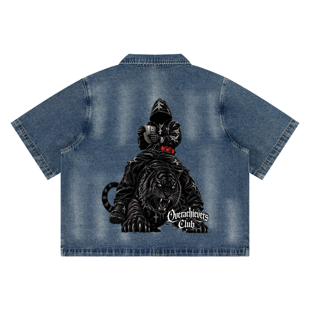 Overachievers Club' Vintage Washed Full-Zip Denim Shirt