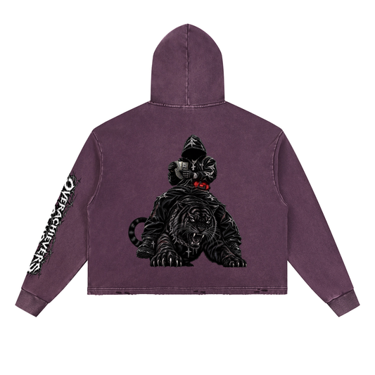Overachievers Club' Vintage Washed Frayed-Hem Hoodie