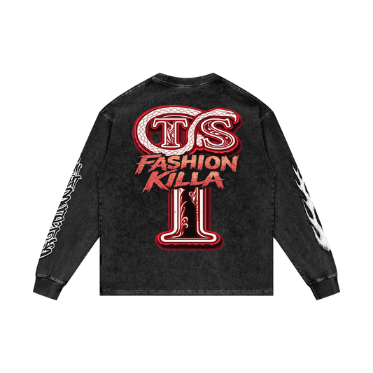 Acid Wash Oversize Long Sleeve T-Shirt