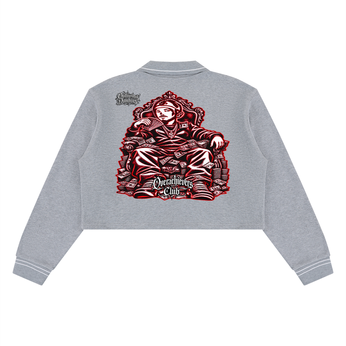 Overachievers Club' Women’s Crop Collared Sweatshirt