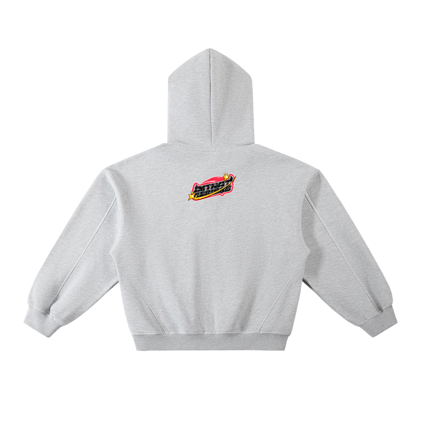 Contrast-Stitched Boxy Fleece Hoodie