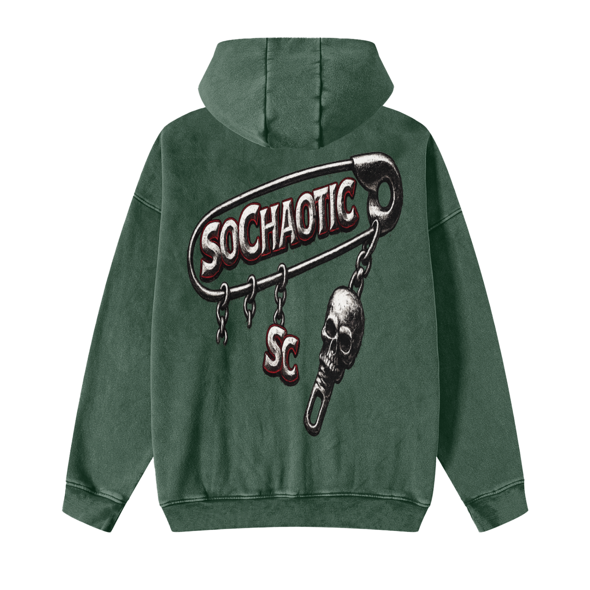 SoChaotic’ Snow Washed Zip-Through Fleece Hoodie