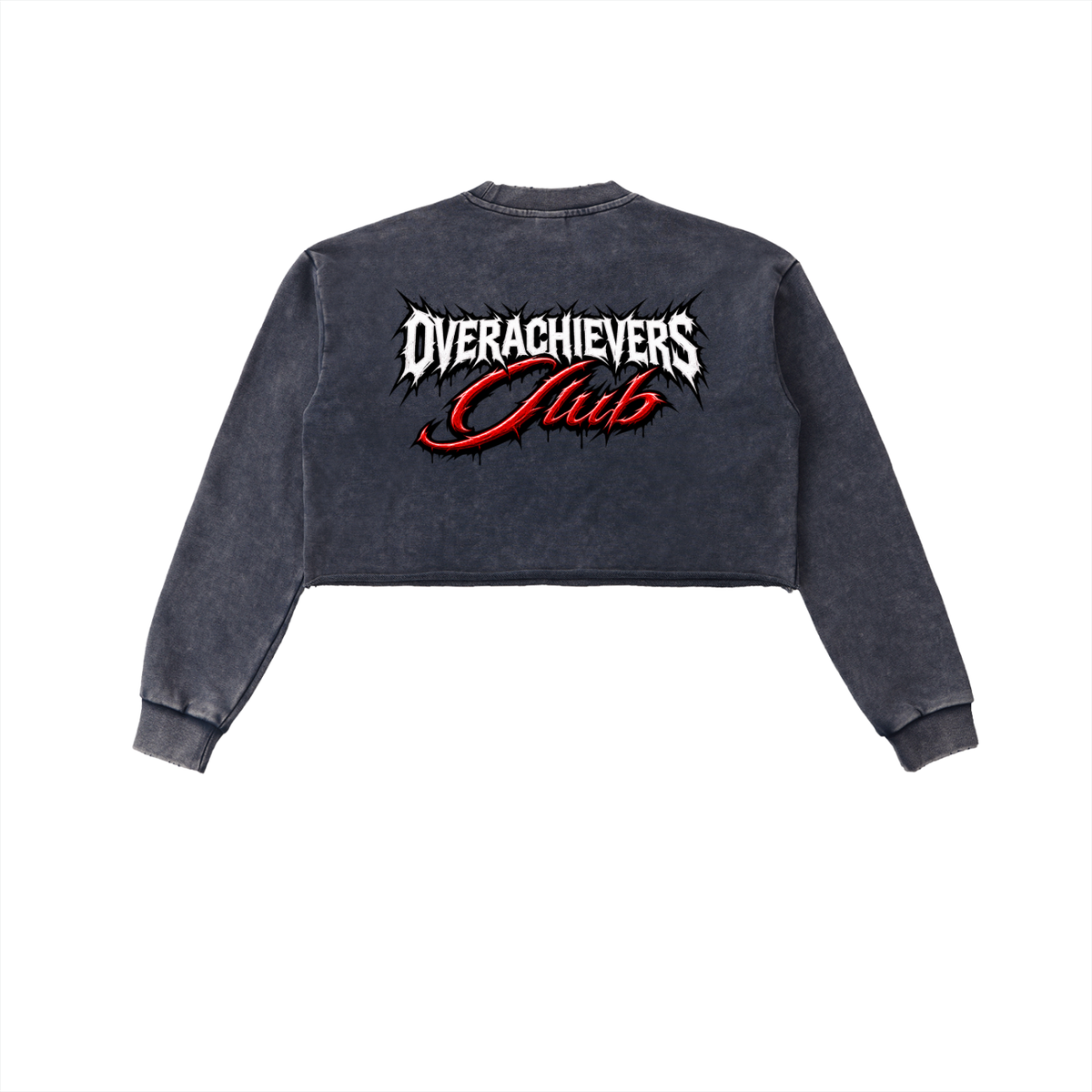 Youngboy' Snow Washed Raw Edge Cropped Sweatshirt