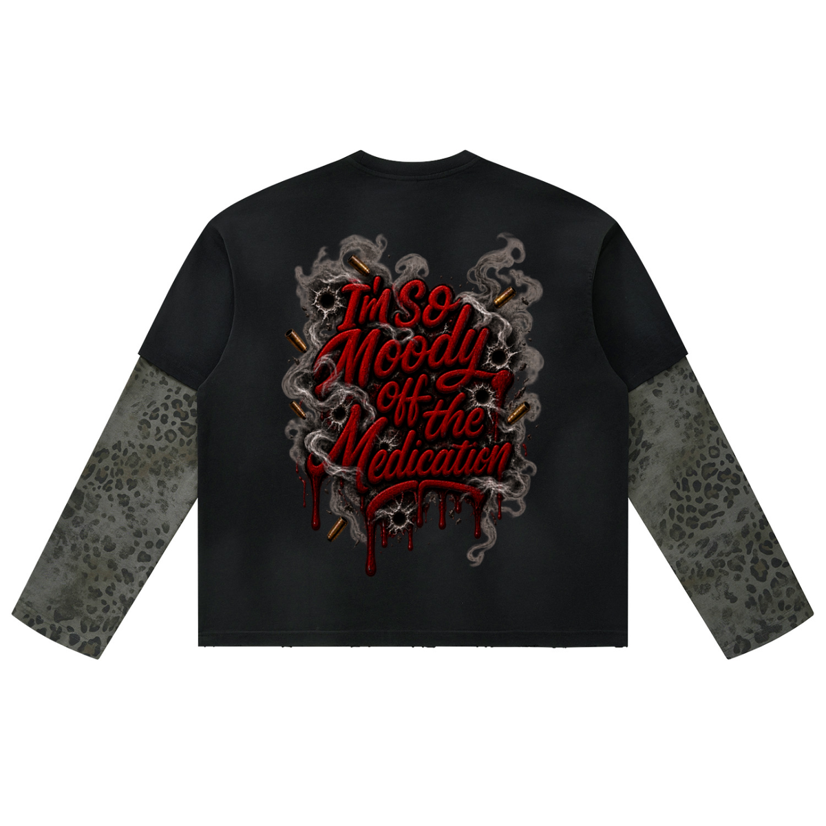 Durk' Vintage Wash Leopard Paneled Layer T-Shirt