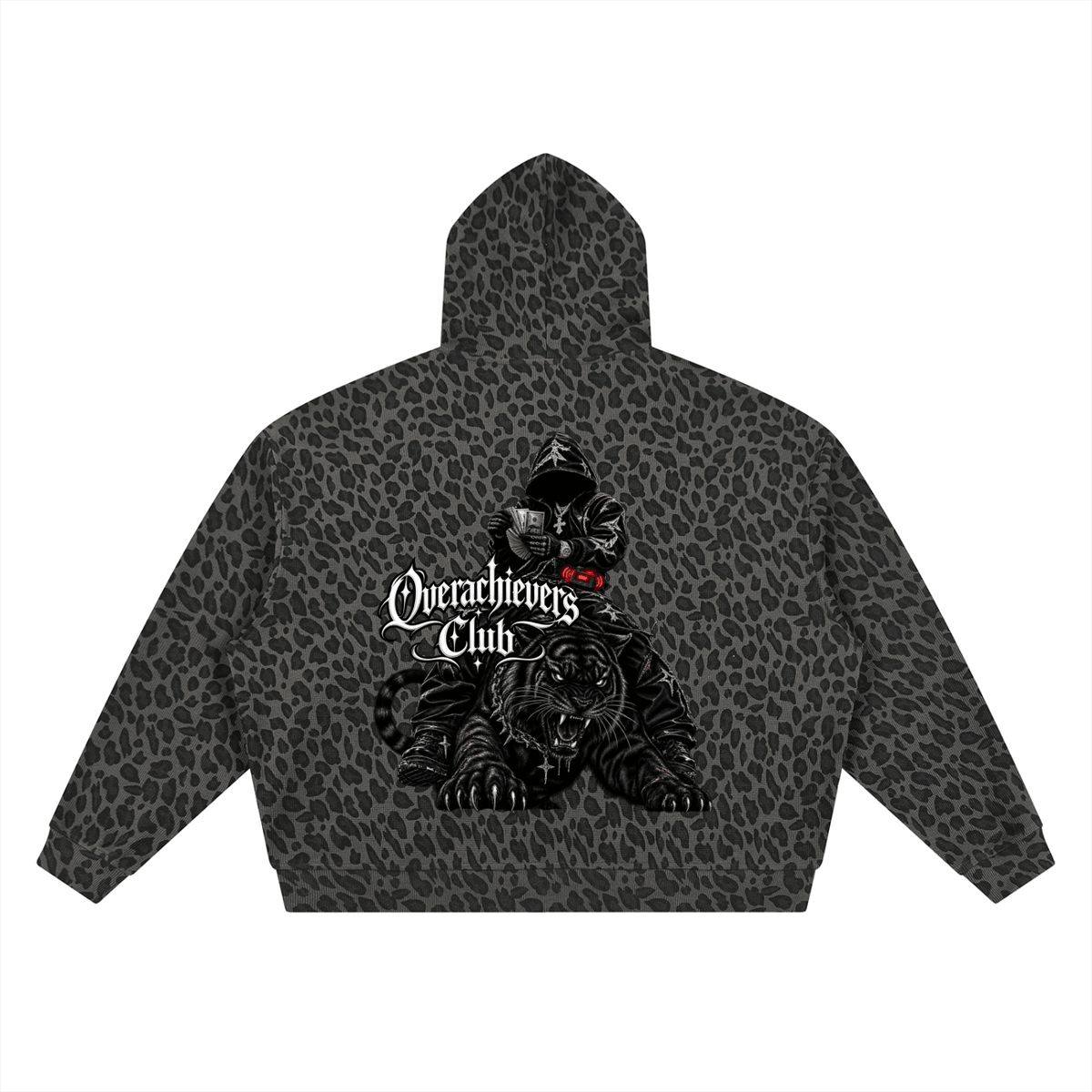 Overachievers Club' Leopard Print Waffle Full Zip Hoodie - ImThatSerious