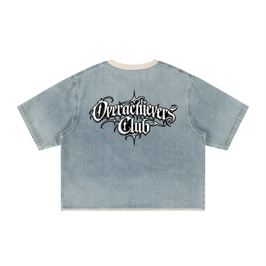 Ice Cube' Vintage Wash Boxy Raw Hem Denim T-Shirt