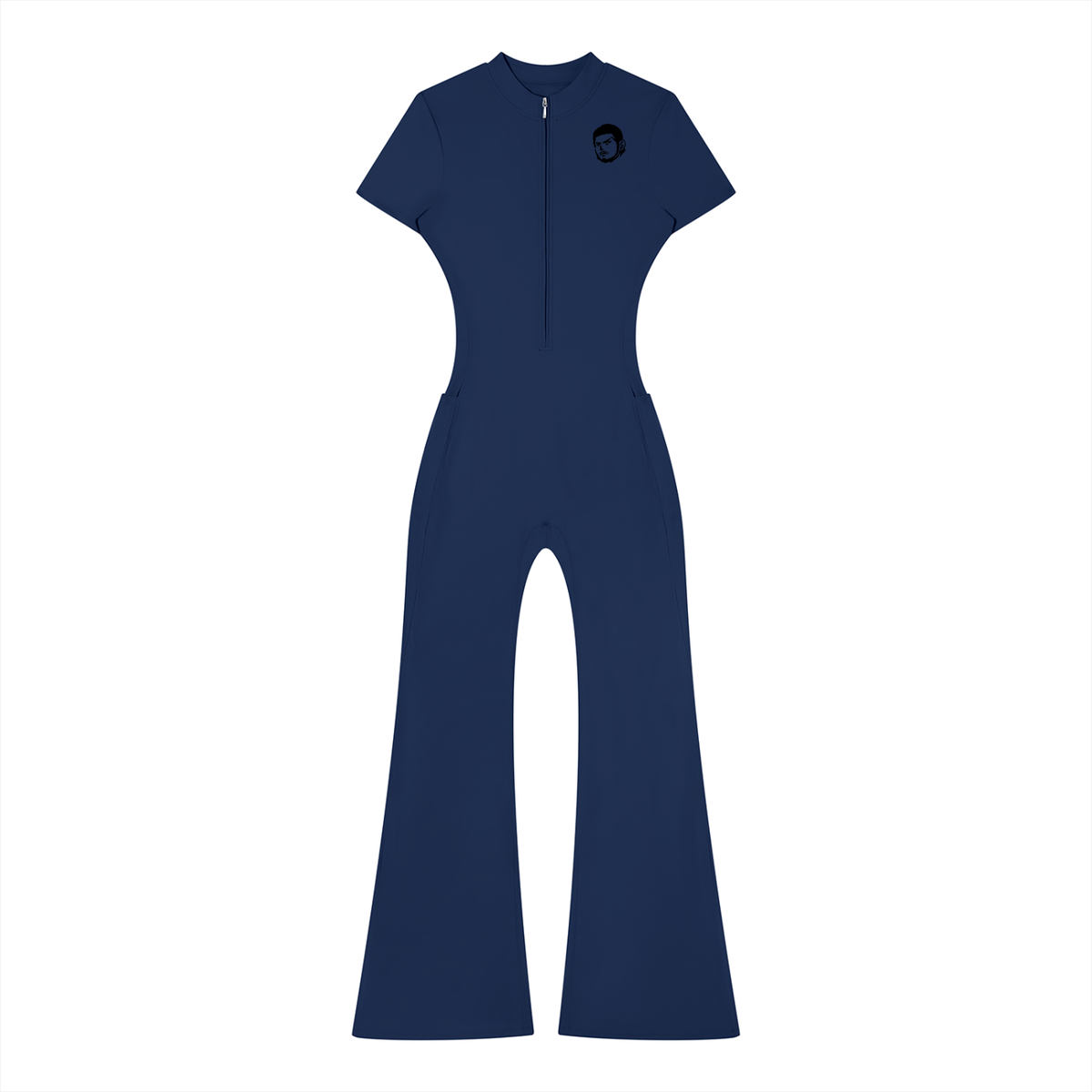Overachievers Club' Women’s Tight Flared Leg Quarter-Zip Jumpsuit