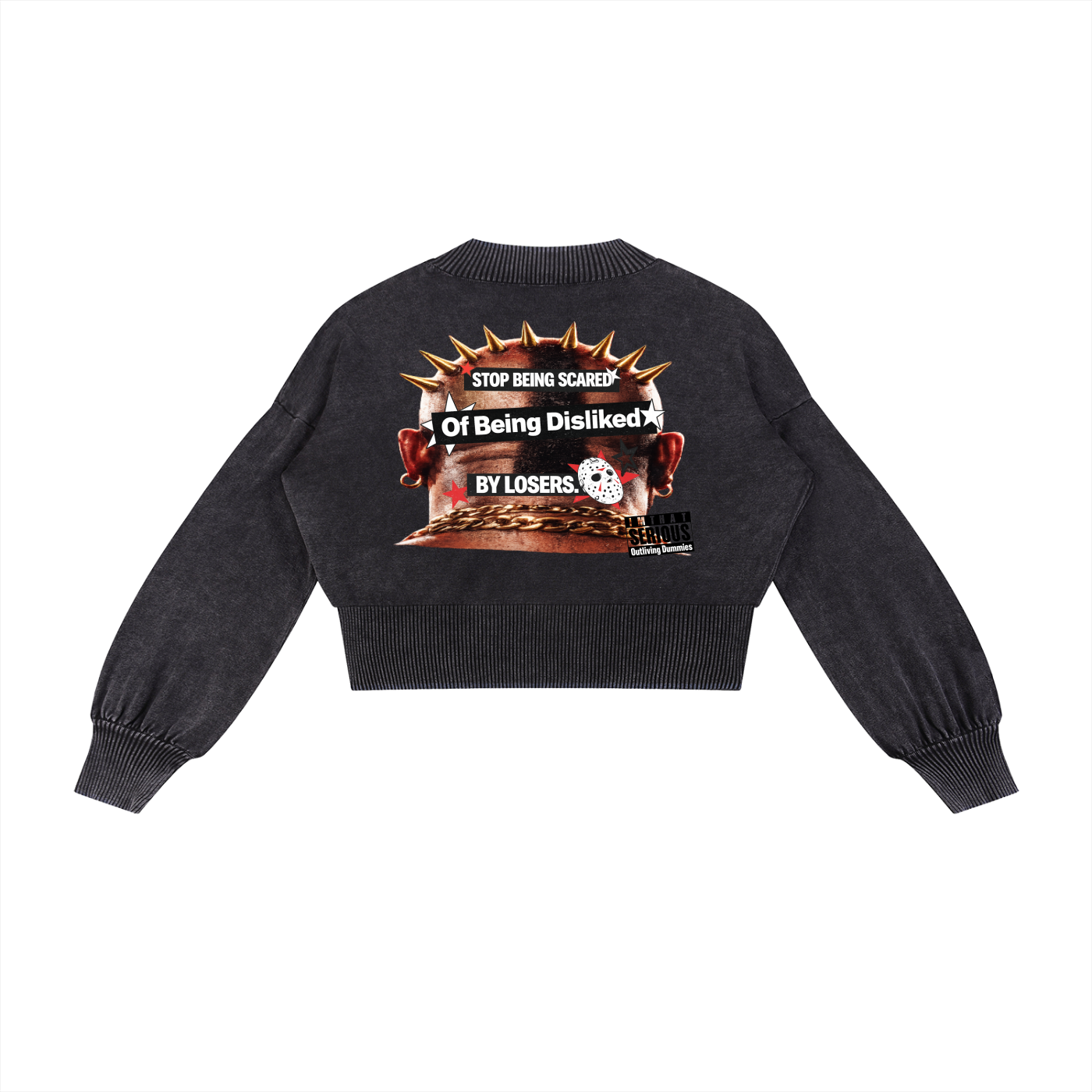 Mineral Wash Balloon Sleeve Cropped Sweater