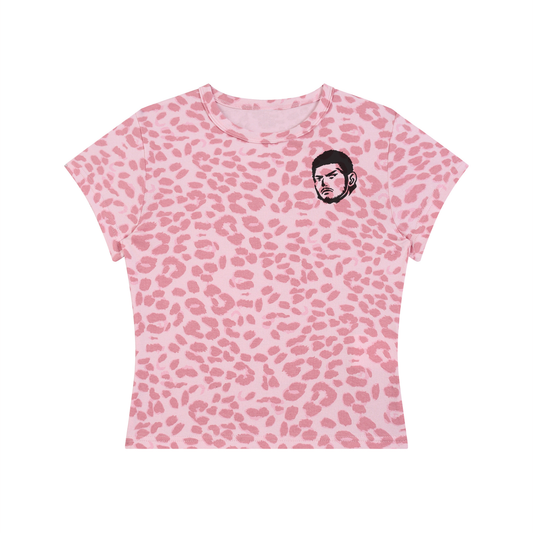 Overachievers Club' Women’s Leopard Print Crop T-Shirt