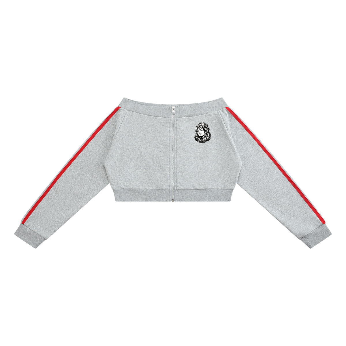 Sudadera con capucha y cremallera completa para mujer de hombros descubiertos de Overachievers Club'