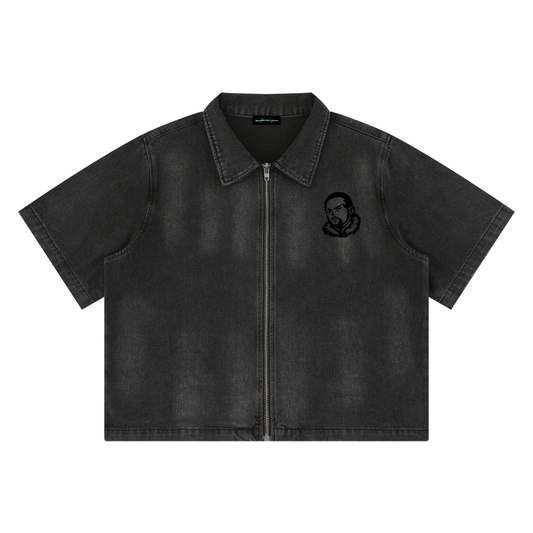 Overachievers Club' Vintage Washed Full-Zip Denim Shirt