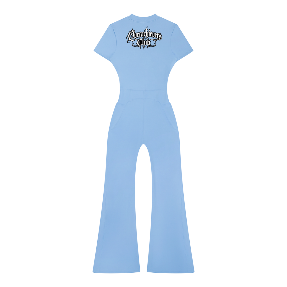 Overachievers Club' Women’s Tight Flared Leg Quarter-Zip Jumpsuit