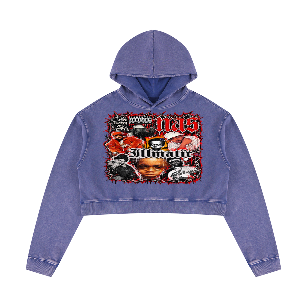 Nas' Women’s Mineral Washed Crop Hoodie