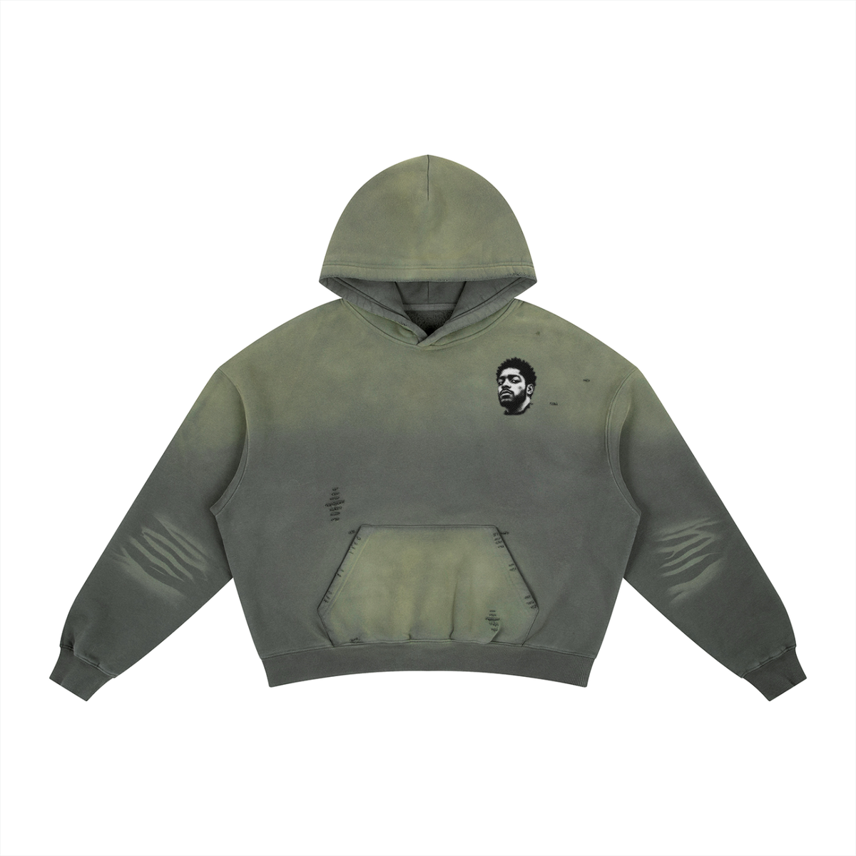 Overachievers Club' Frayed Sunfade Boxy Fleece Hoodie & Sweatpant