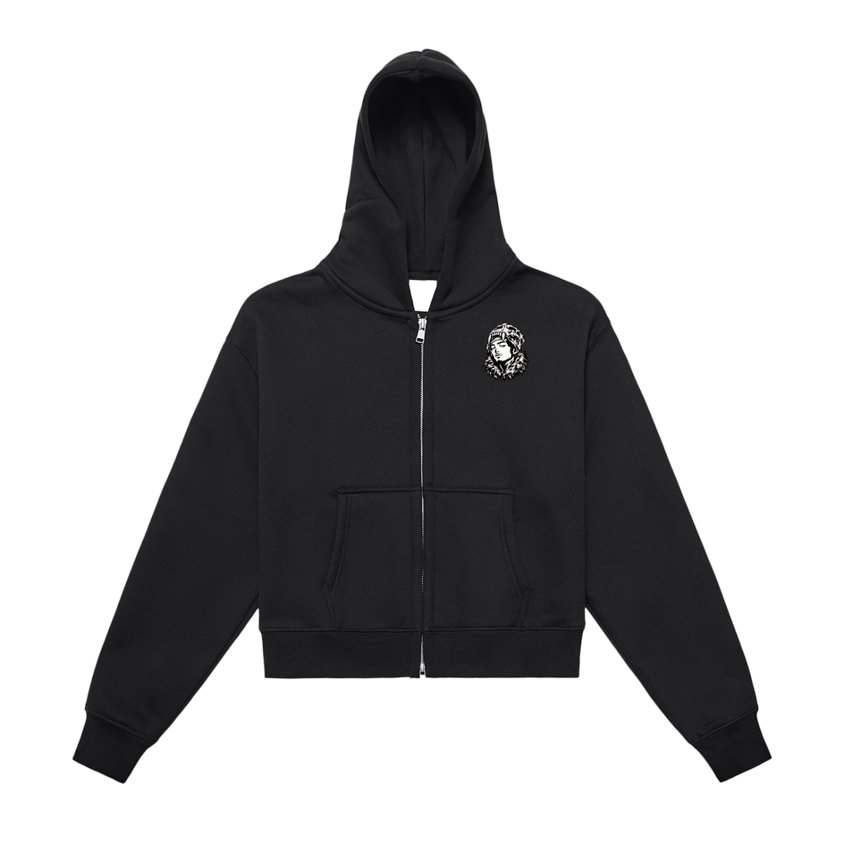 Overachievers Club' Fleeced Zip-Up Cropped Hoodie