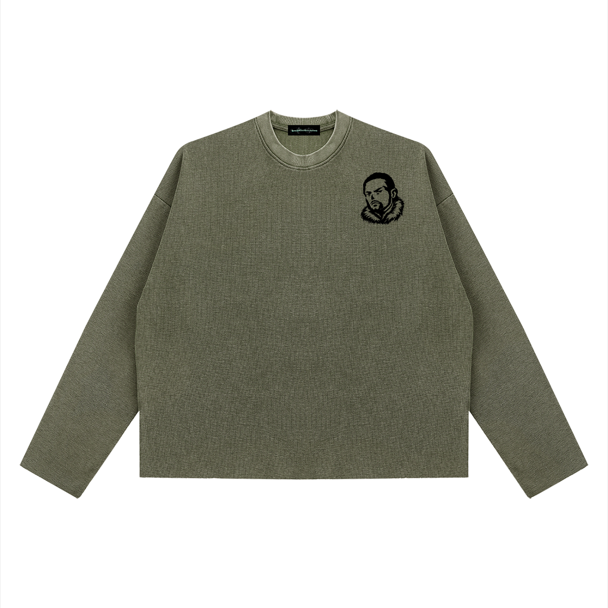 Overachievers Club' Vintage Wash Boxy Waffle Raw Edge Long Sleeve Tee