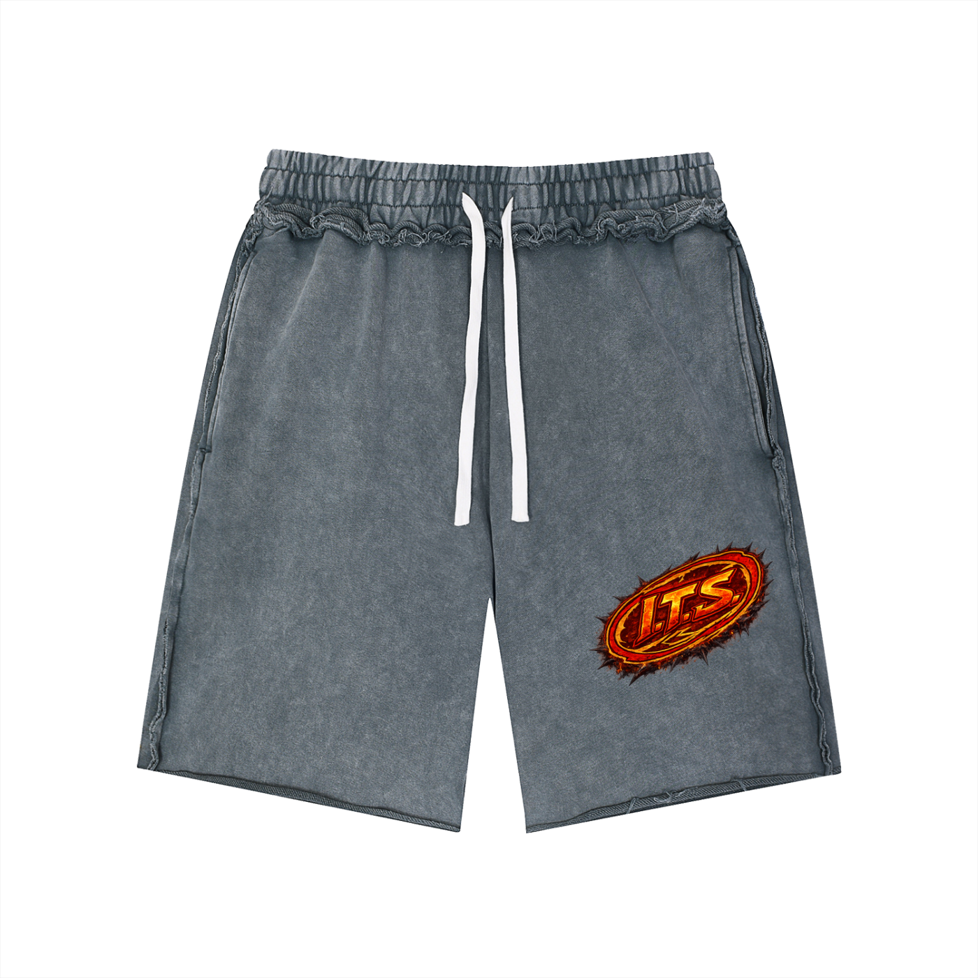 Unisex Mineral Wash Raw Edge Shorts