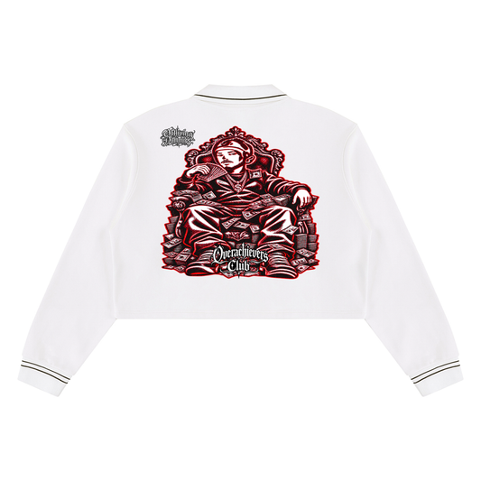 Overachievers Club' Women’s Crop Collared Sweatshirt