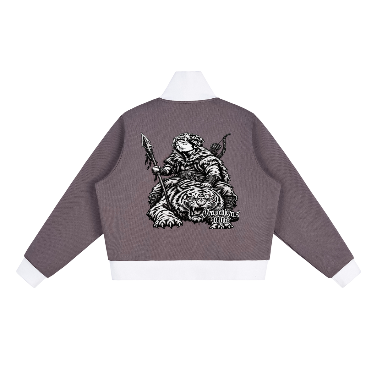 Overachievers Club' Contrast Side Stripe Fleece Cropped Track Jacket