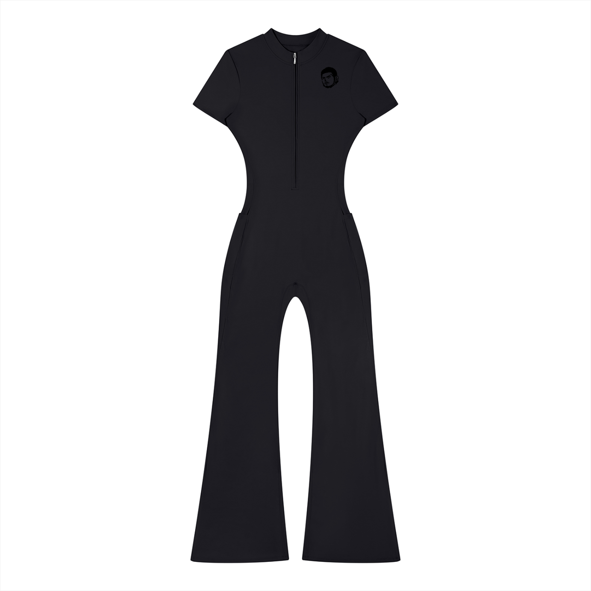 Overachievers Club' Women’s Tight Flared Leg Quarter-Zip Jumpsuit