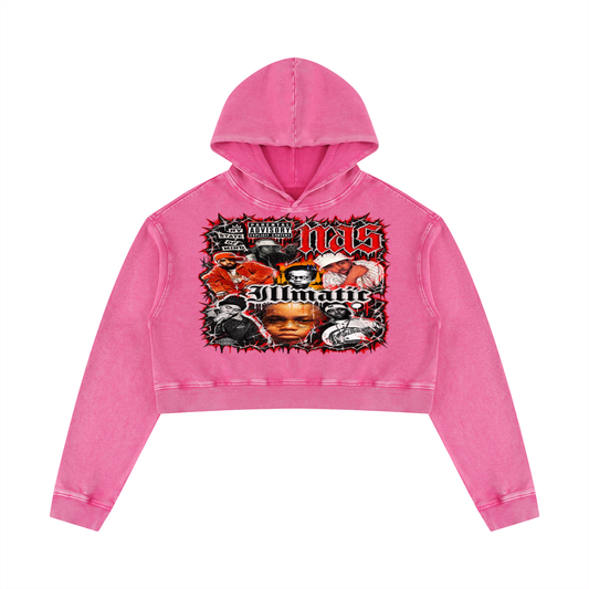 Nas' Women’s Mineral Washed Crop Hoodie