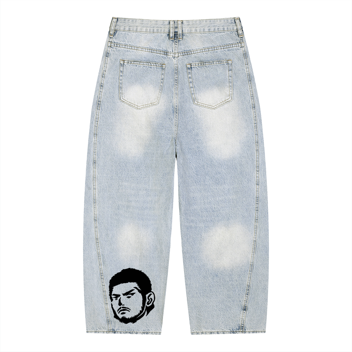 Men' Vintage Wash Sunfade Barrel Leg Jeans