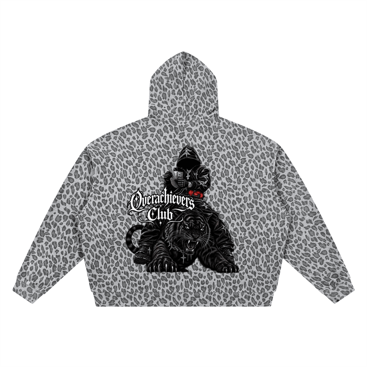 Overachievers Club' Leopard Print Waffle Full Zip Hoodie - ImThatSerious
