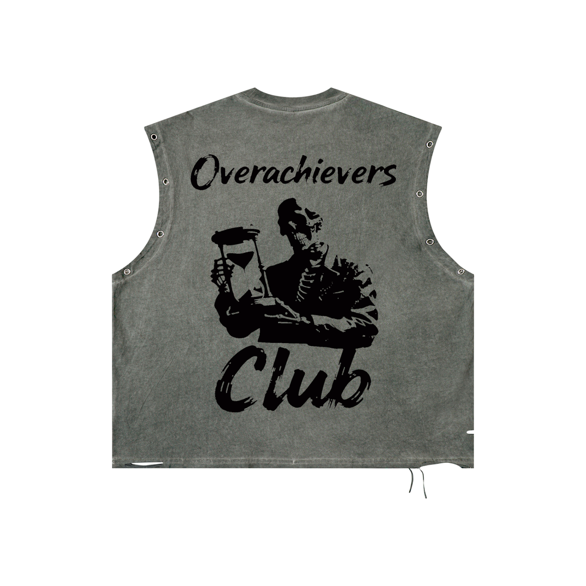 Overachievers Club' Distressed Grommet Eyelet Tank Top
