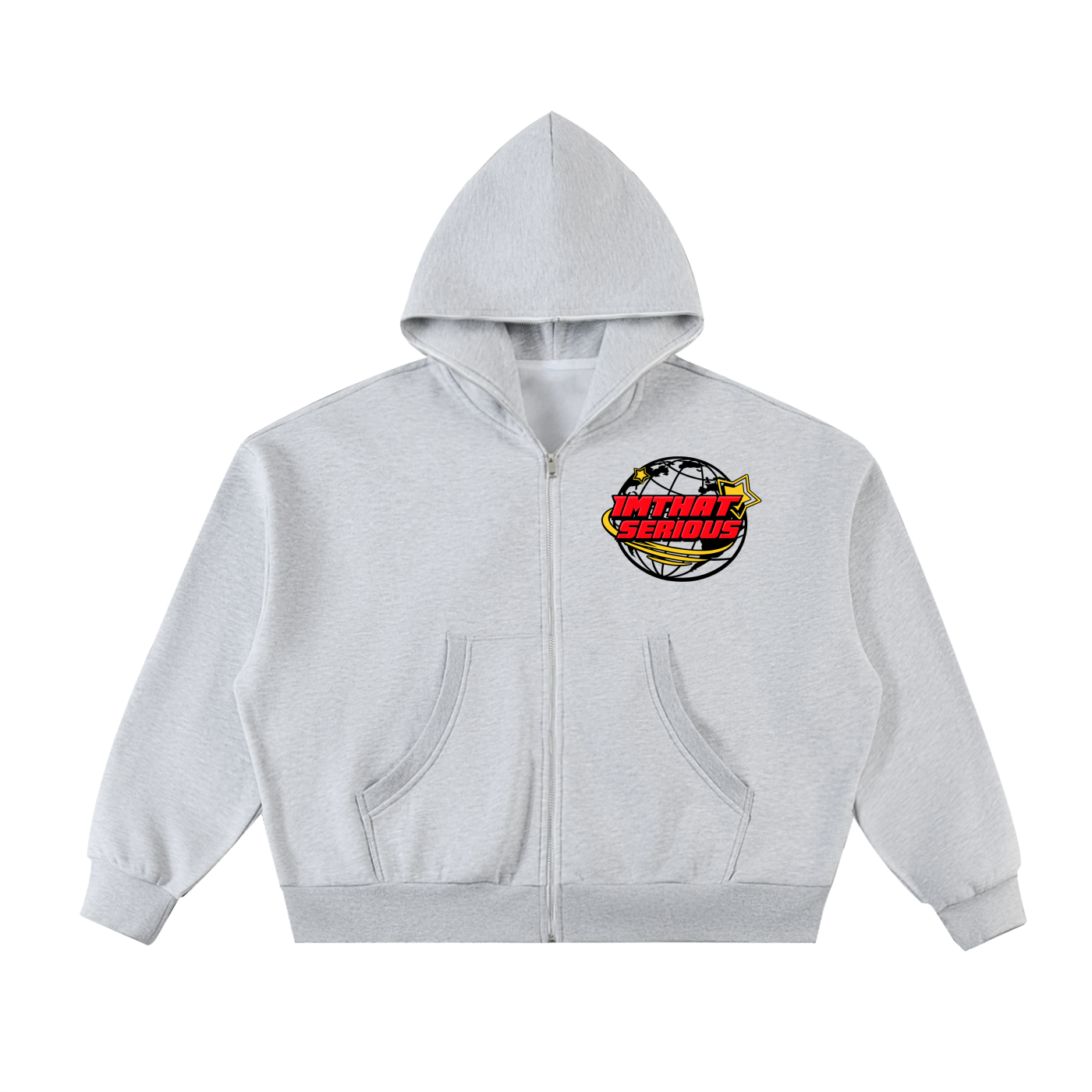 Fleeced Full-Zip Boxy Hoodie