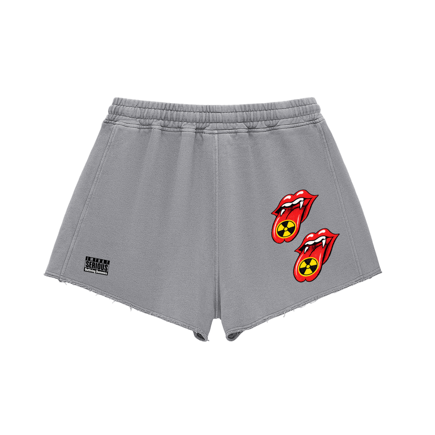 Snow Washed Raw Edge Drawstring Shorts