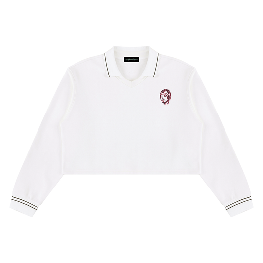 Overachievers Club' Women’s Crop Collared Sweatshirt