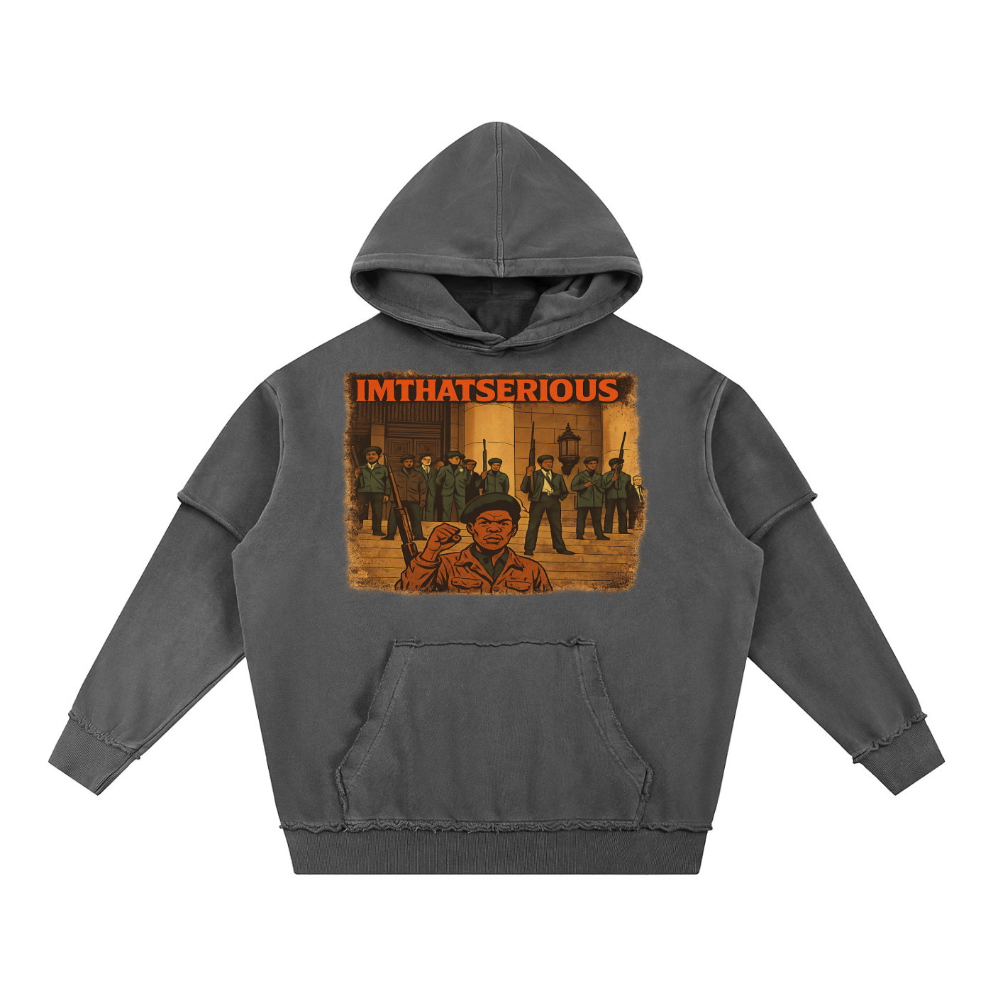 Snow Washed Raw Edge Double Layered Hoodie