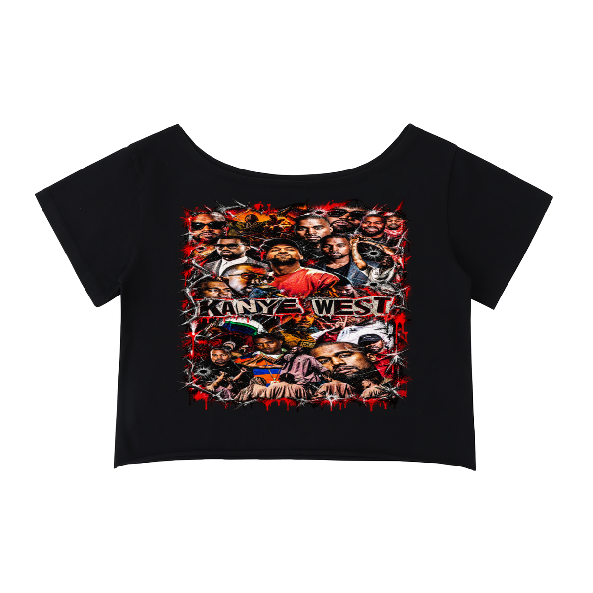 Kanye' Off-Shoulder Rolled Hem T-Shirt