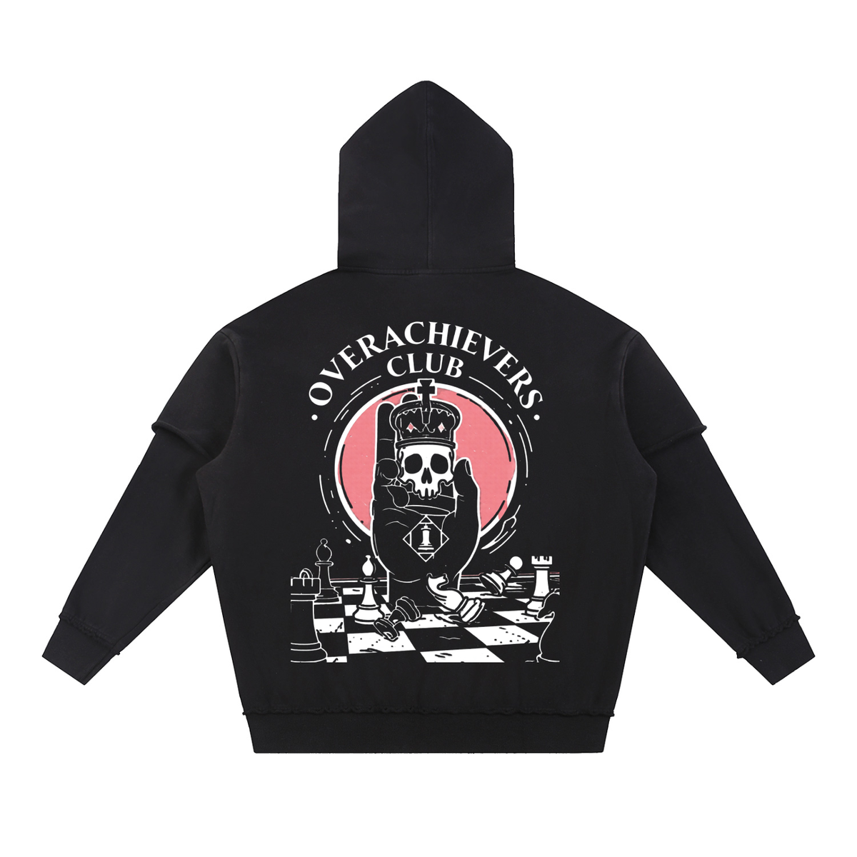 Overachievers Club' Snow Washed Raw Edge Double Layered Hoodie & Sweatpant