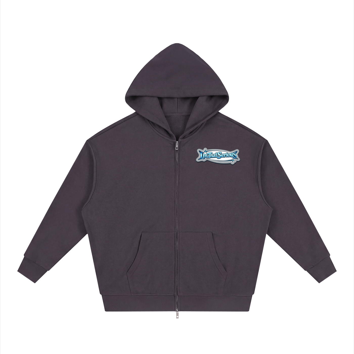 Unisex Loose Solid Full Zip Hoodie