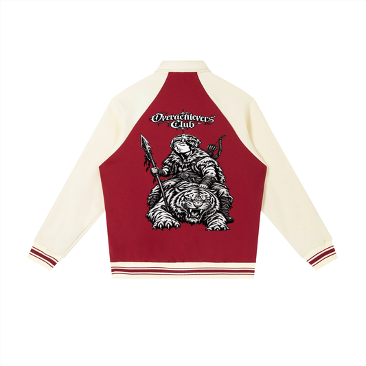 Overachievers Club' Contrast Raglan Sleeve Baseball Jacket & Sweatpant