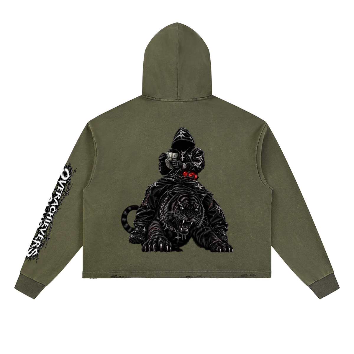 Overachievers Club' Vintage Washed Frayed-Hem Hoodie