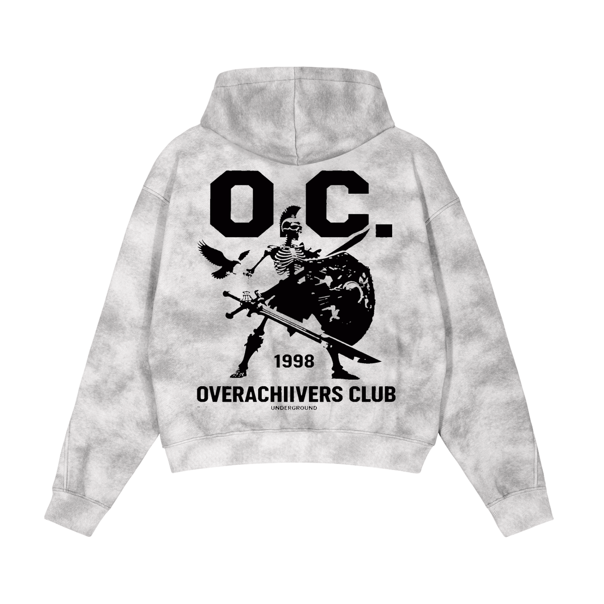 Overachievers Club' Dirty Washed Zip-Up Fleece Hoodie & Sweatpant