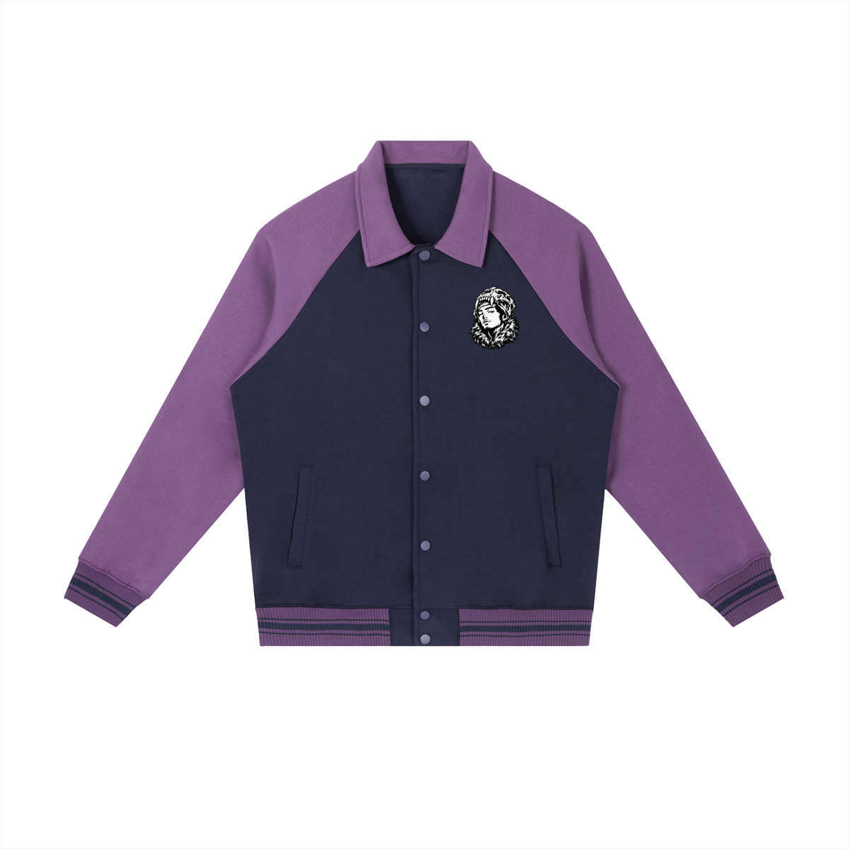 Overachievers Club' Contrast Raglan Sleeve Baseball Jacket & Sweatpant