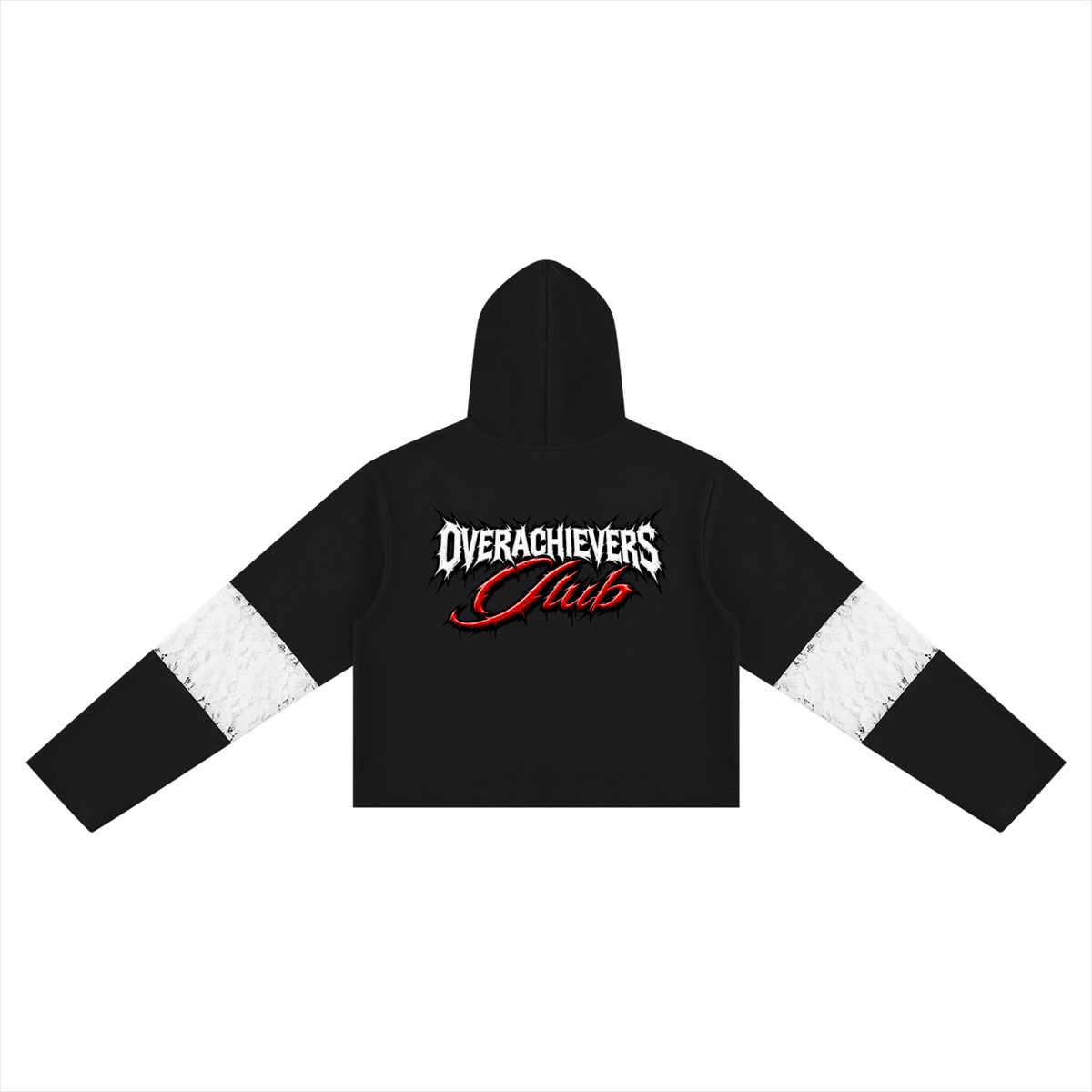 Weezy' Women’s Cropped Lace-Panel Hoodie