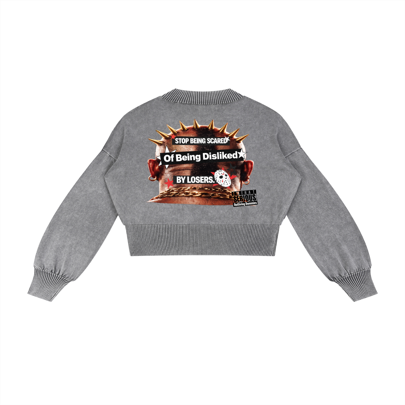 Mineral Wash Balloon Sleeve Cropped Sweater