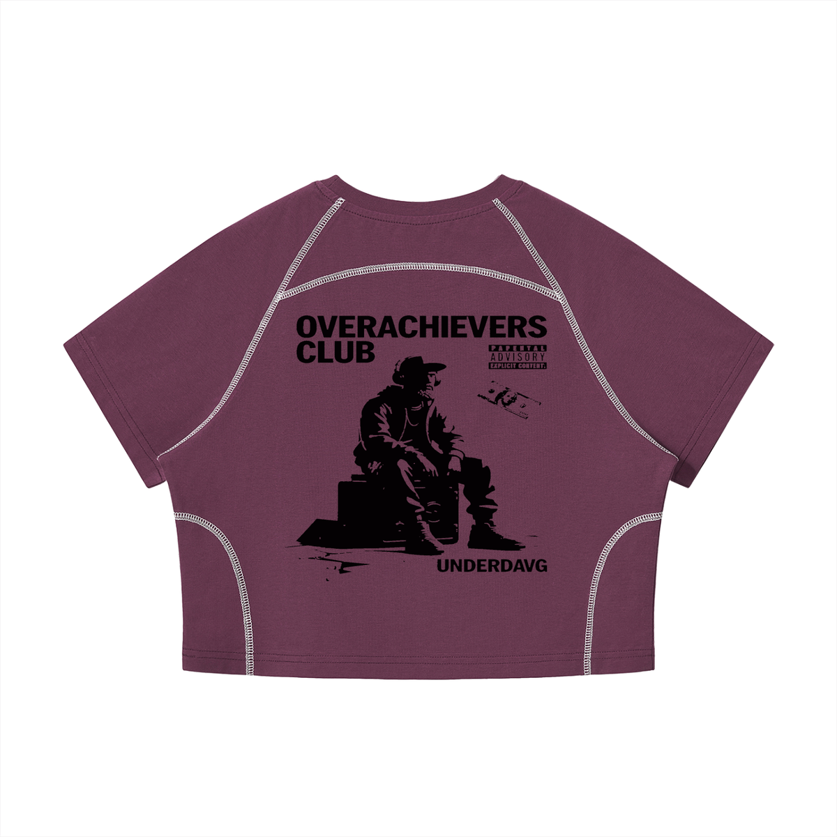 Overachievers Club' Women's Contrast Stitch Raglan Crop T-Shirt