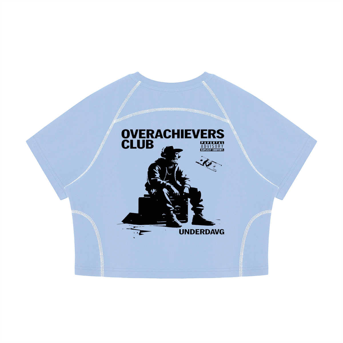Overachievers Club' Women's Contrast Stitch Raglan Crop T-Shirt