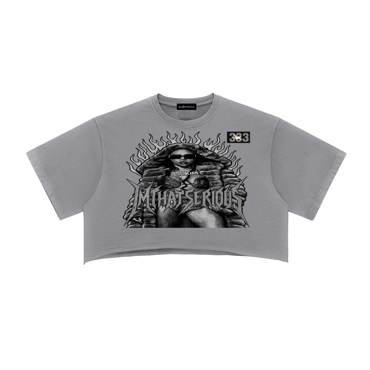 Lil Kim' Snow Washed Raw Edge Crop Top & Short Fit