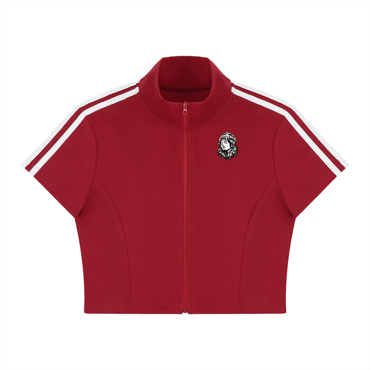 Overachievers Club' Women's Cropped Full Zip Short Sleeve T-Shirt