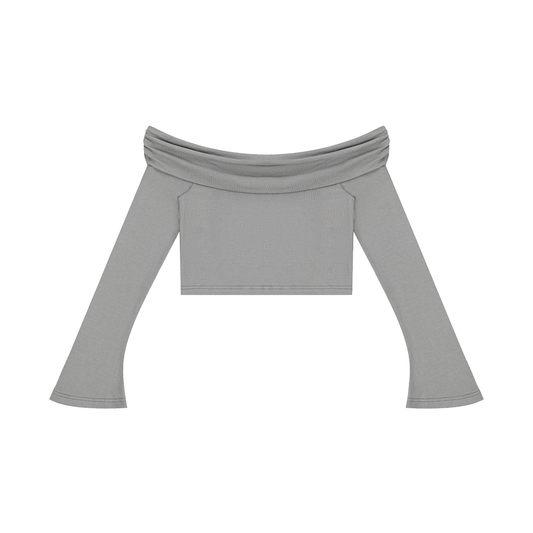 Women's Solid Color Knit Maxi Skirt & Sleeve Crop Tee