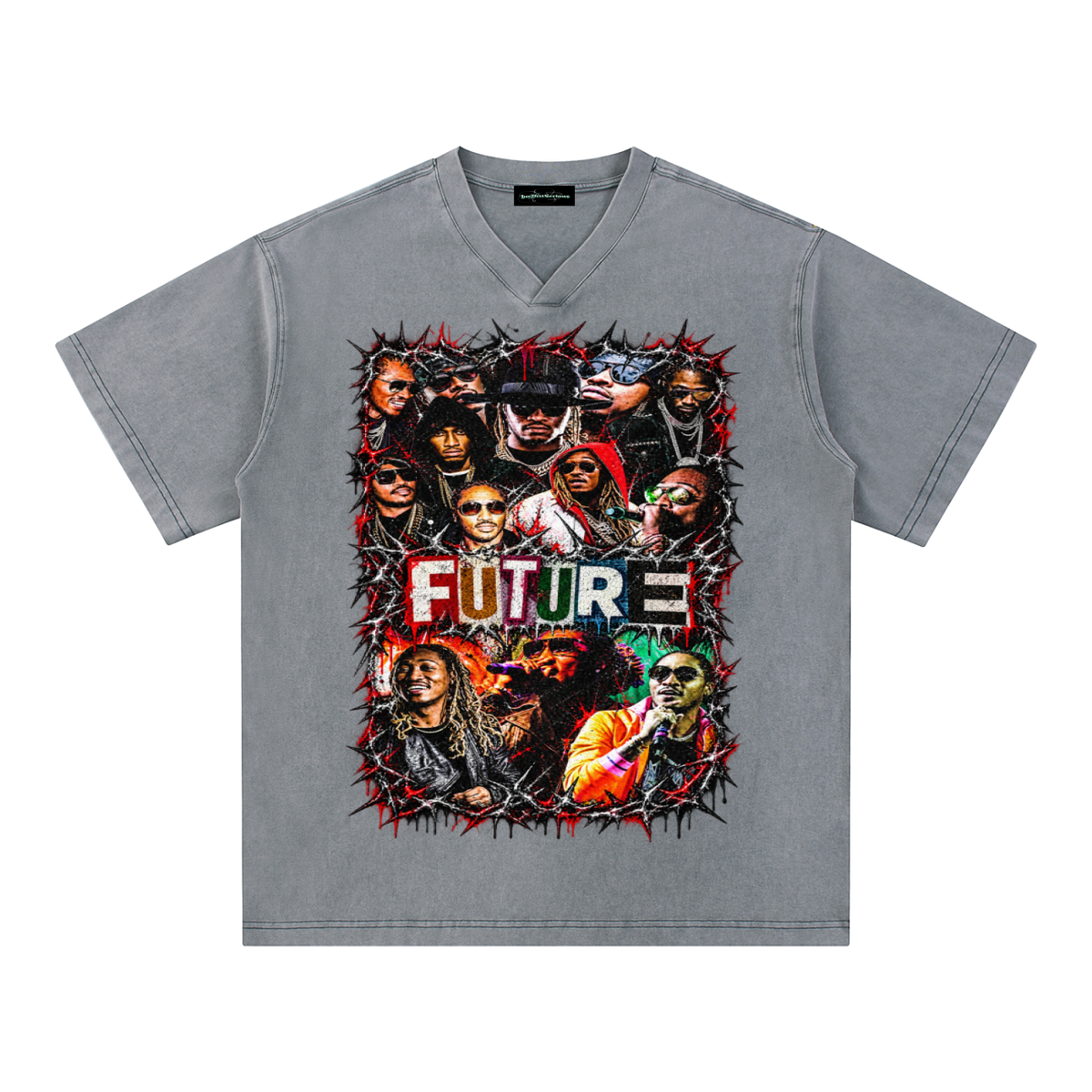 Future' Snow Washed V-Neck T-Shirt