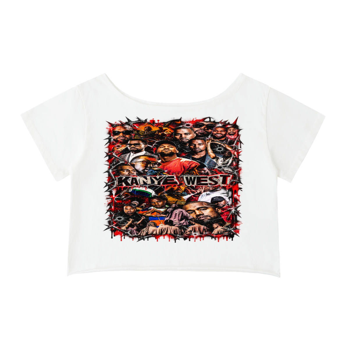 Kanye' Off-Shoulder Rolled Hem T-Shirt